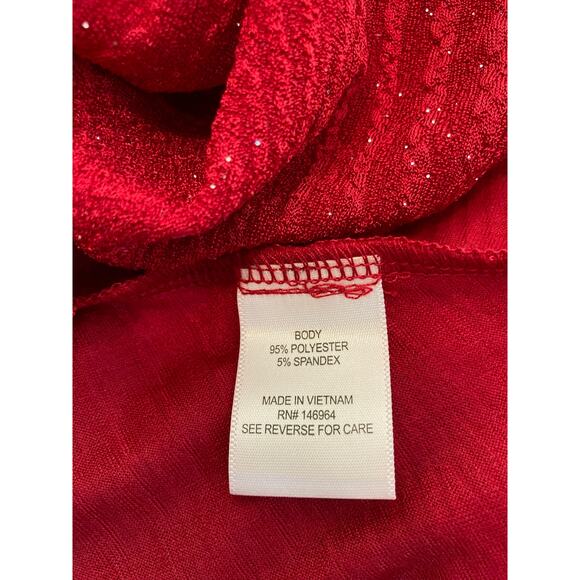 Signature Robbie Bee Sparkly Tiered Fit & Flare Dress Sz Medium in Red NWT - Picture 5 of 6